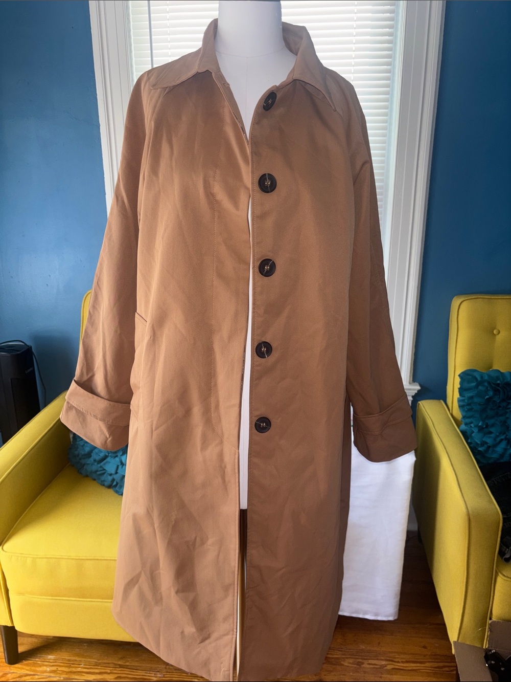 Women's Classic Tan Button-Front Coat